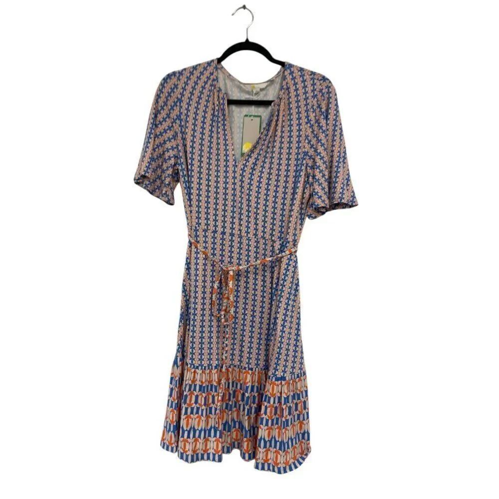 Boden Womens Knee-Length Dress UK 12 US 8 Mid Blue Jersey Notch Neck D0269 NWT